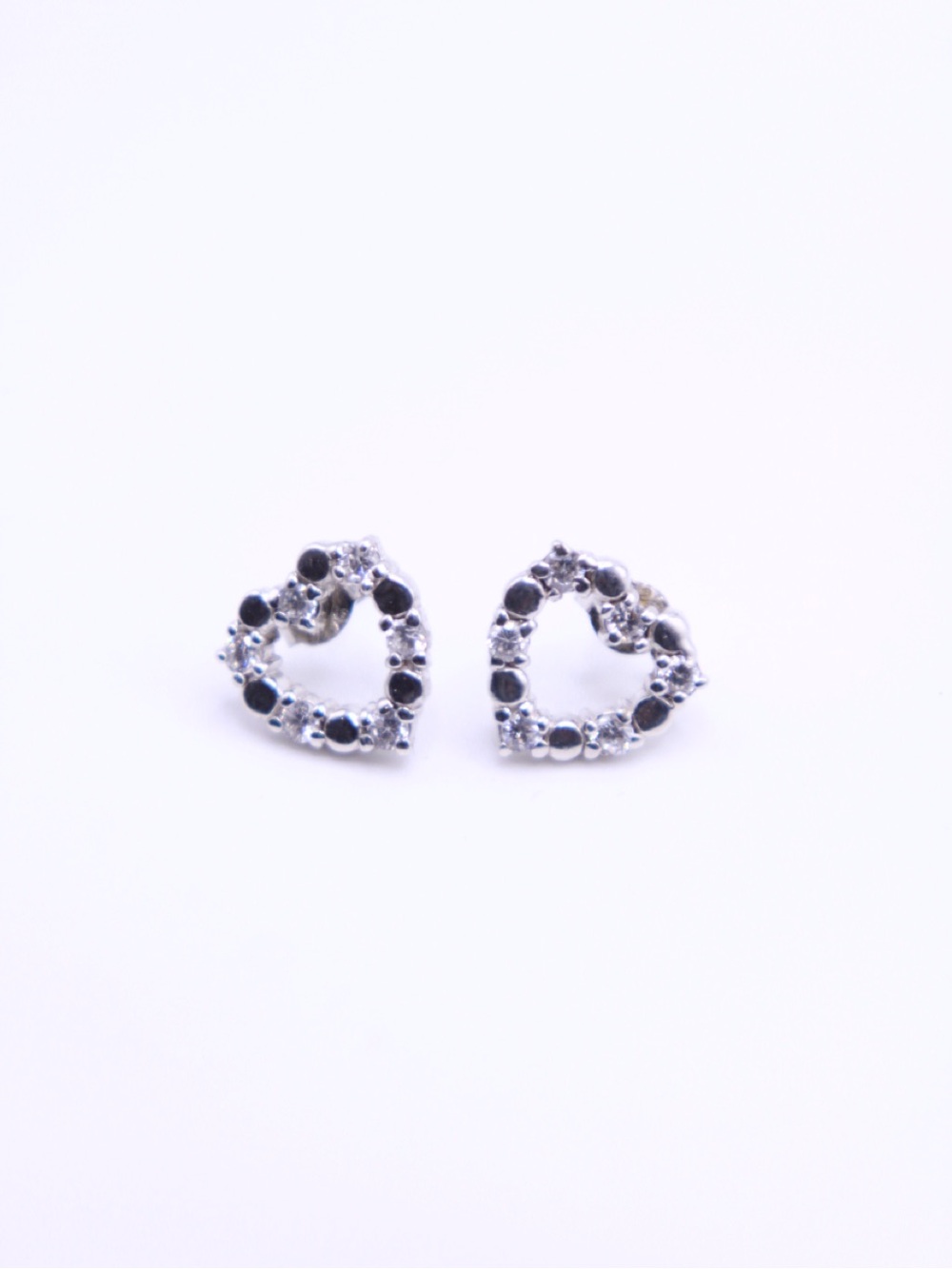 Heart Shaped 925 Sterling Silver Crystal Stud Earrings